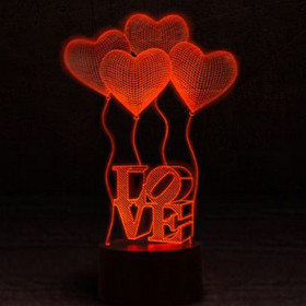 Ночник-лампа 3D "Сердечки Love"