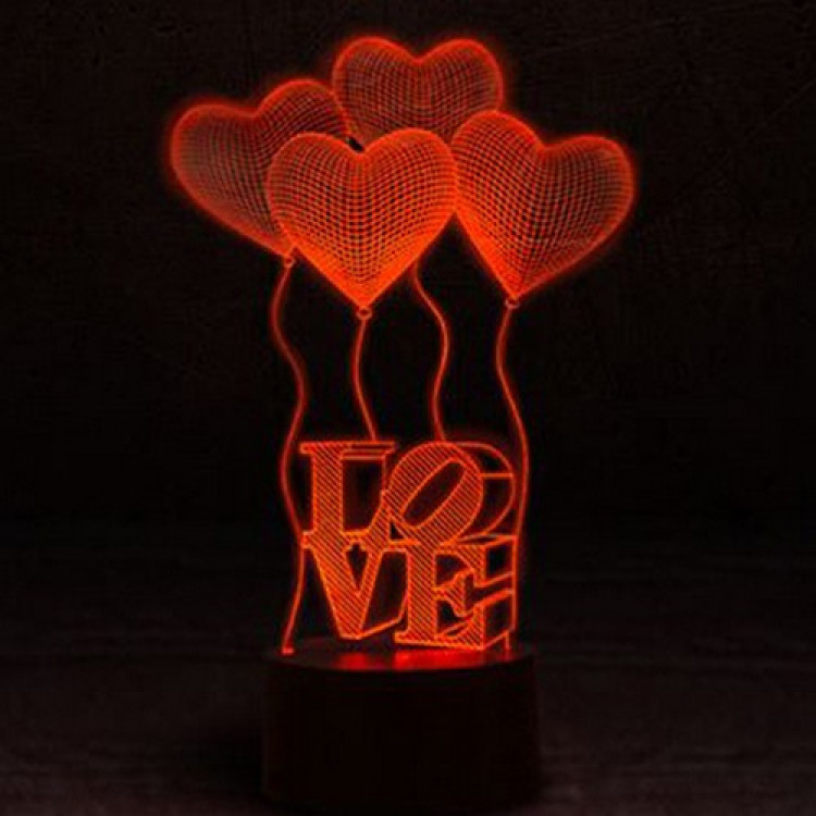 Ночник-лампа 3D "Сердечки Love"
