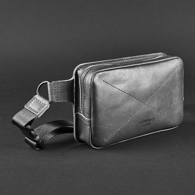 Сумка напоясная Dropbag mini "Графит", натуральная кожа 