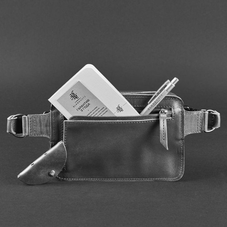 Сумка напоясная Dropbag mini "Графит", натуральная кожа 