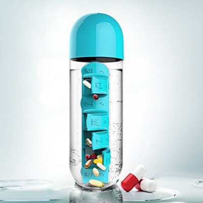 Бутылка для воды с таблетницей "Pill & Vitamin" (2 цвета)-foto7