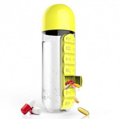 Бутылка для воды с таблетницей "Pill & Vitamin" (2 цвета)-foto3