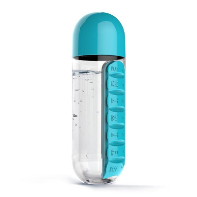 Бутылка для воды с таблетницей "Pill & Vitamin" (2 цвета)-foto2