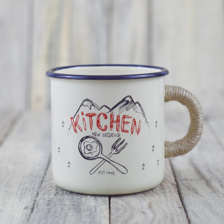 Емальована чашка з принтом "Kitchen"