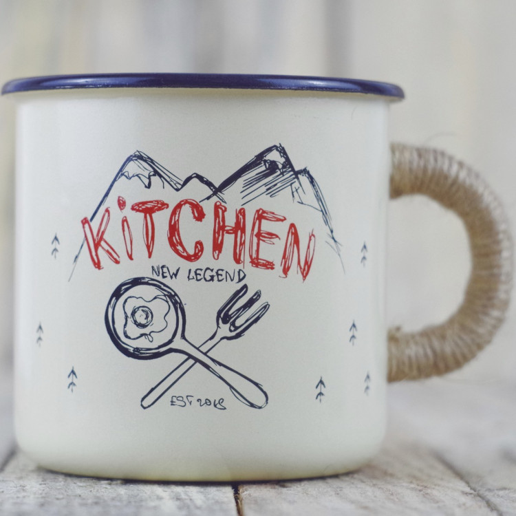 Емальована чашка з принтом "Kitchen"