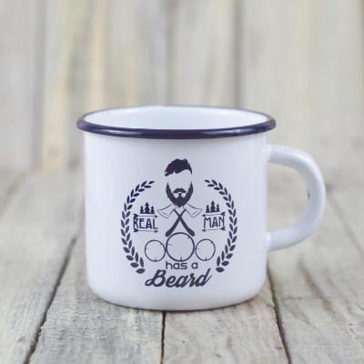 Эмалированная кружка "Real man has a beard"