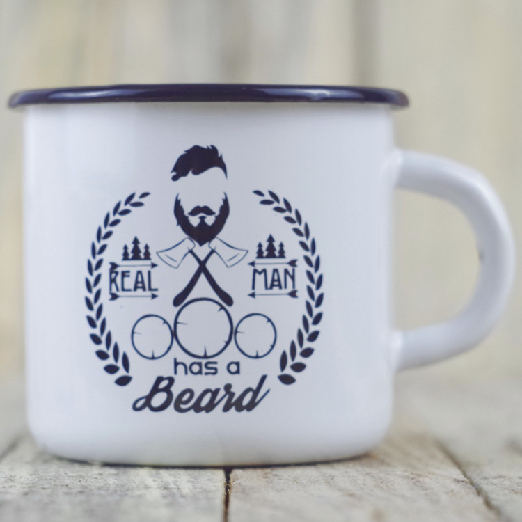 Эмалированная кружка "Real man has a beard"
