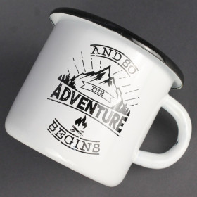 Емальоване горнятко "Adventure begins" біле-foto2