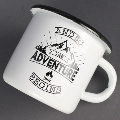 Емальоване горнятко "Adventure begins" біле-foto2