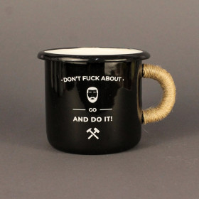 Емальоване горнятко "Don't fuck about go and do it" чорне