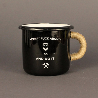 Емальоване горнятко "Don't fuck about go and do it" чорне
