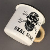 Емальована чашка з принтом "Real man череп" біла