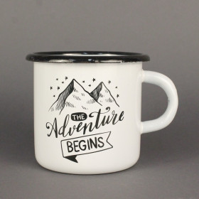 Емальоване горнятко "The adventure begins" біле