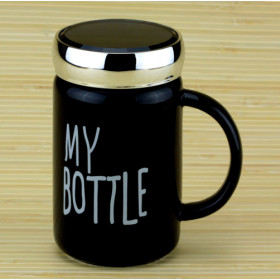 Керамическая кружка с крышкой "My bottle" (2 цвета)-foto2