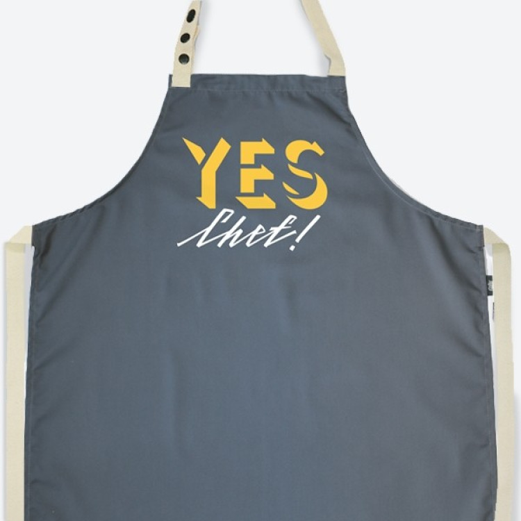 Фартук "Yes, chef!", серого цвета