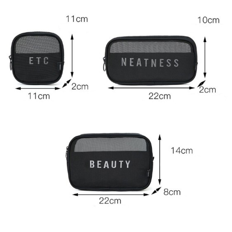 Набір косметичок для подорожей "Neatness. Beauty. Etc." синього кольору