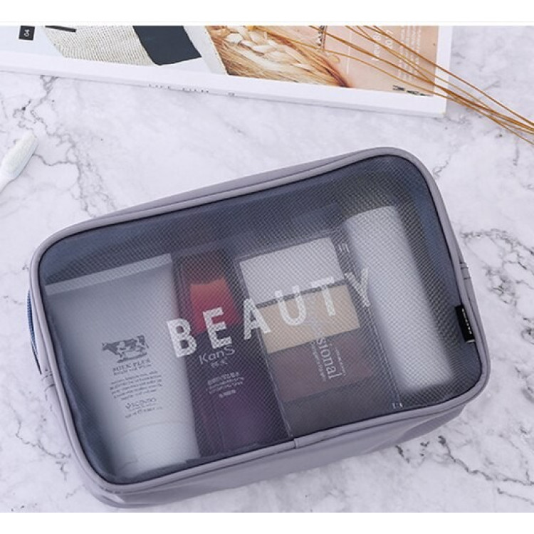 Набір косметичок для подорожей "Neatness. Beauty. Etc." сірого кольору