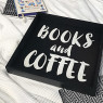 Деревянный поднос "Books and coffee"
