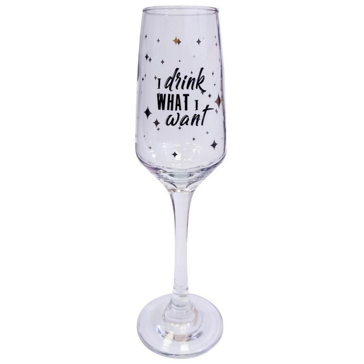Бокал для шампанского с принтом "I drink what I want"