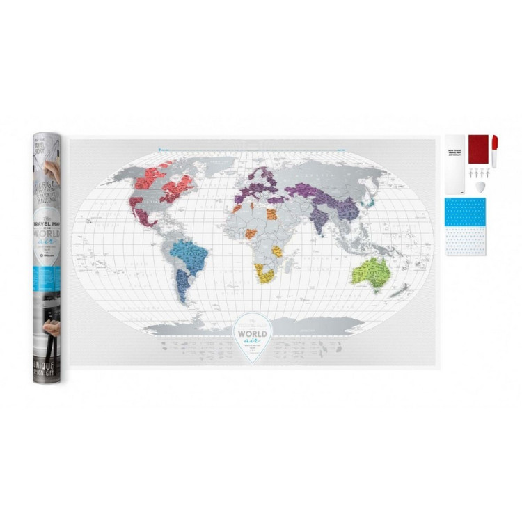 Скретч-карта мира Travel Map "Air World" на английском языке