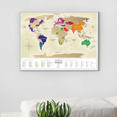 Скретч карта Travel Map "Gold World" (рус. язык)