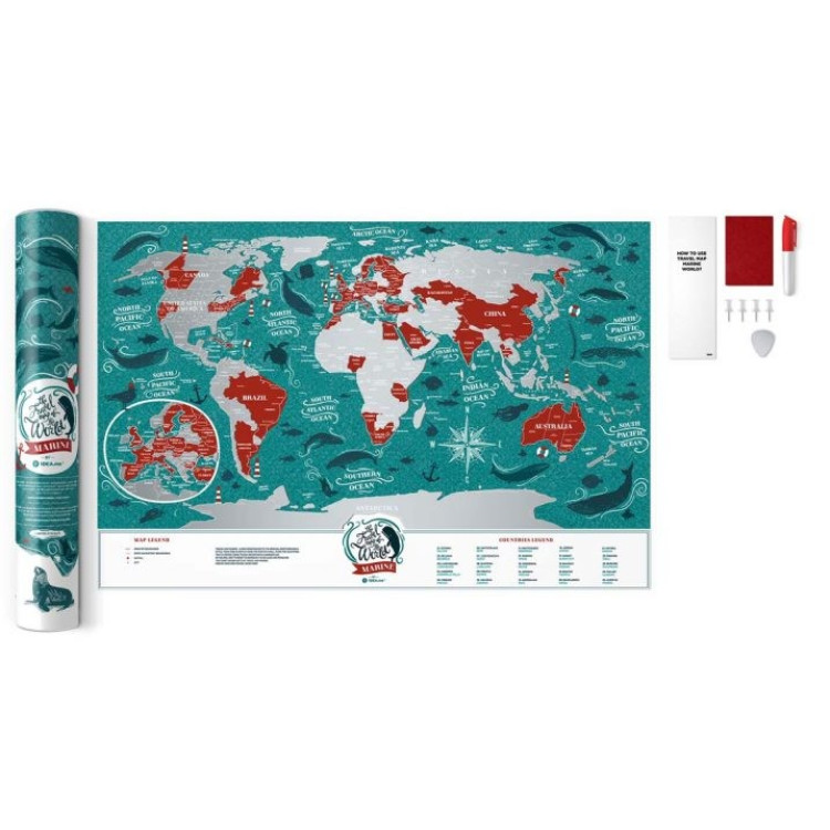 Скретч-карта мира Travel Map "Marine World" на английском языке