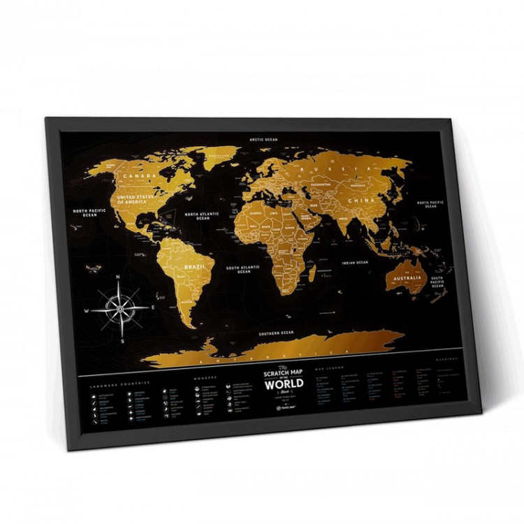 Скретч-карта мира Travel Map "Black World" на английском языке