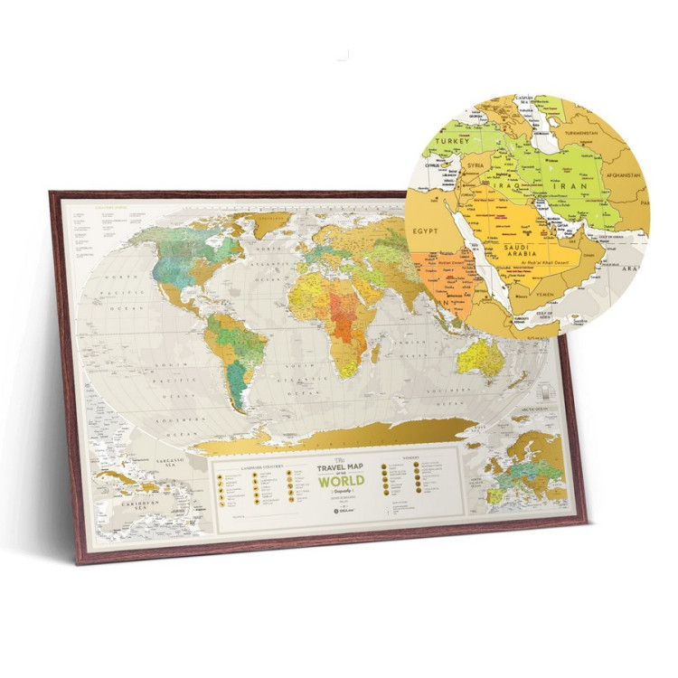 Скретч-карта мира Travel Map "Geography World" на английском языке