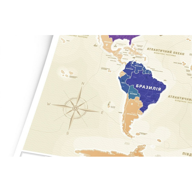 Скретч-карта мира Travel Map "Gold World" на украинском языке
