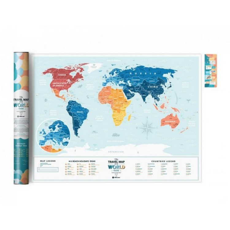 Скретч-карта мира Travel Map "Holiday Lagoon World" на английском языке