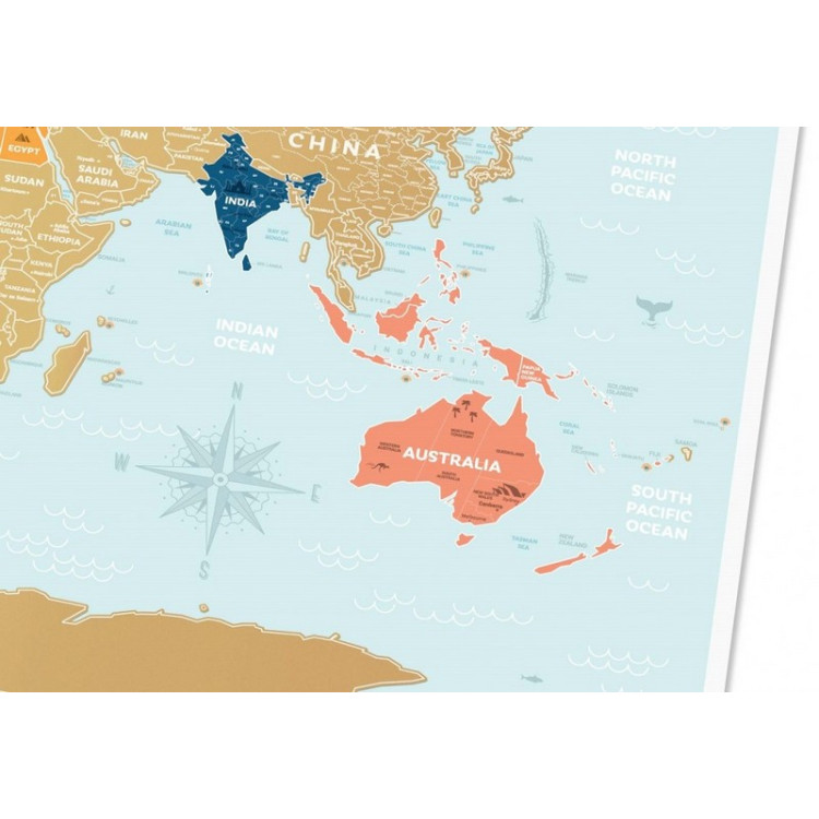 Скретч-карта мира Travel Map "Holiday Lagoon World" на английском языке