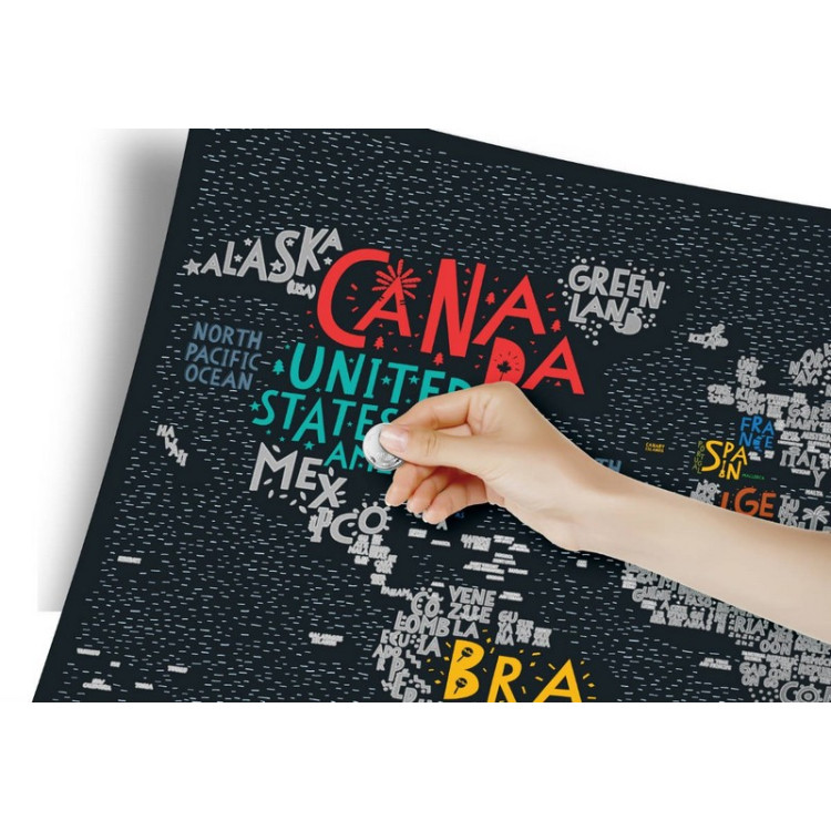 Скретч-карта мира Travel Map "Letters World" на английском языке