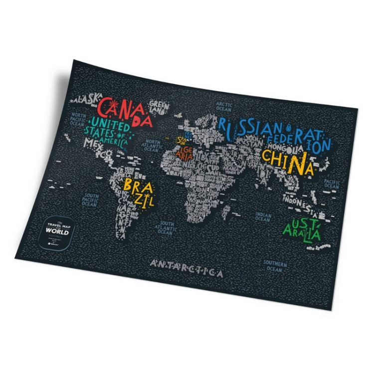 Скретч-карта мира Travel Map "Letters World" на английском языке
