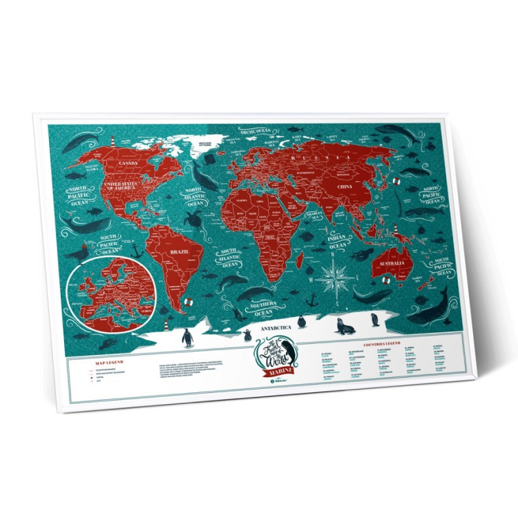 Скретч-карта мира Travel Map "Marine World" на английском языке