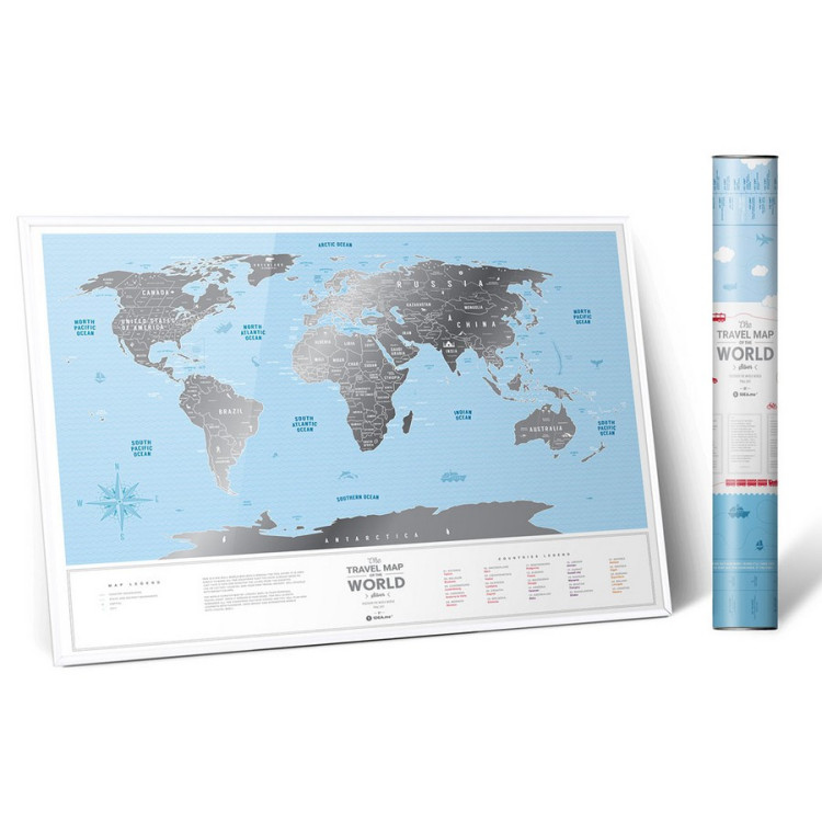Скретч-карта мира Travel Map "Silver World" на английском языке
