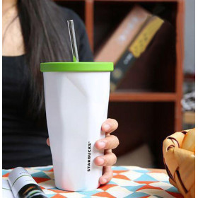 Стакан Starbucks с крышкой и трубочкой (белый)-foto3