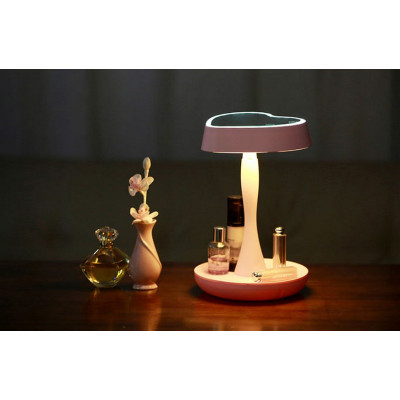 Зеркало с LED подсветкой для макияжа (розовое)-foto5