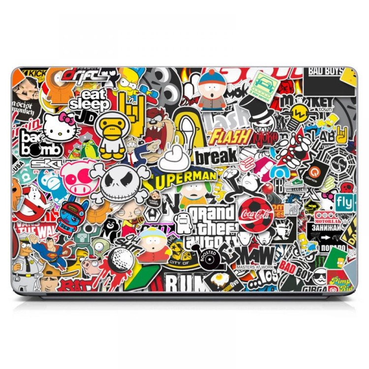 Вінілова наклейка для ноутбука "Stickerbomb" для діагоналей 13.3", 15.6”, 17.3”