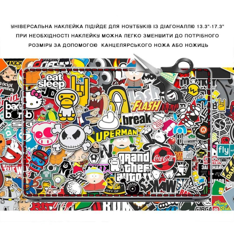 Вінілова наклейка для ноутбука "Stickerbomb" для діагоналей 13.3", 15.6”, 17.3”